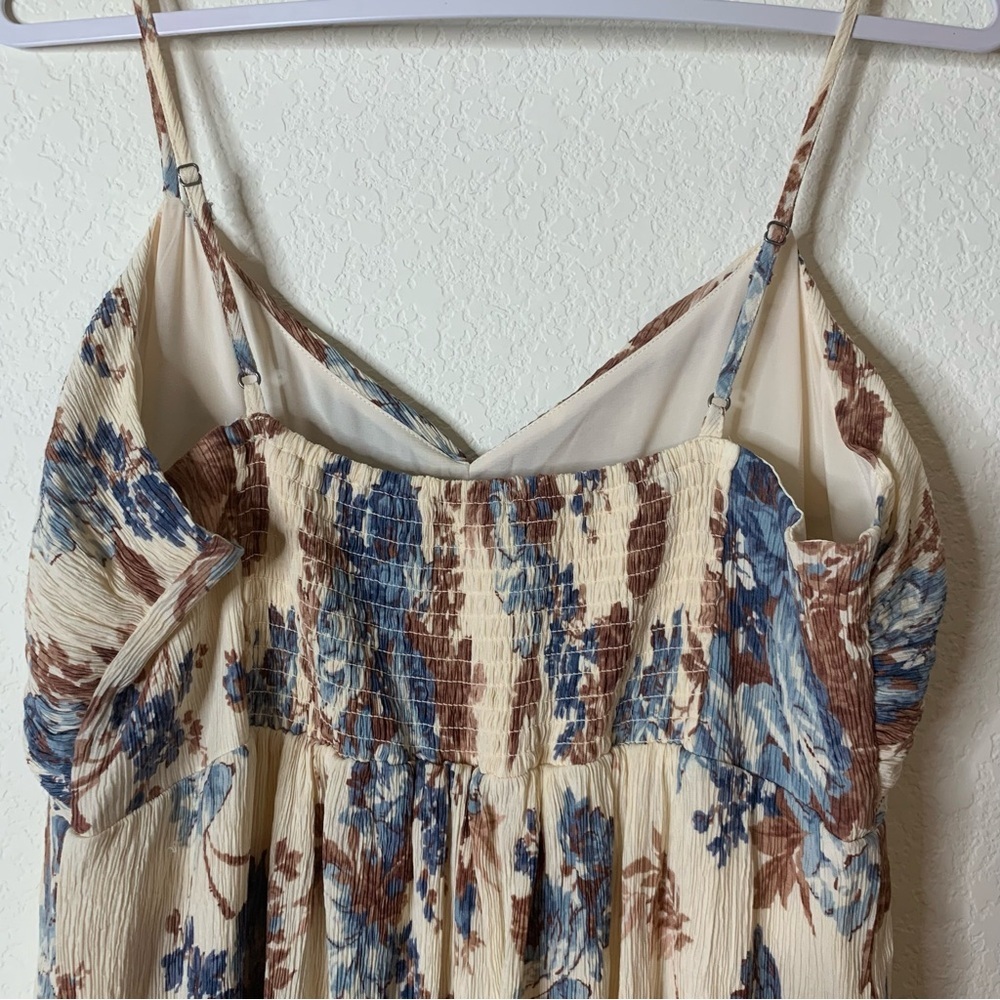 Abercrombie & Fitch Womens brown floral crinkle Strappy maxi dress XLP - Picture 9 of 9